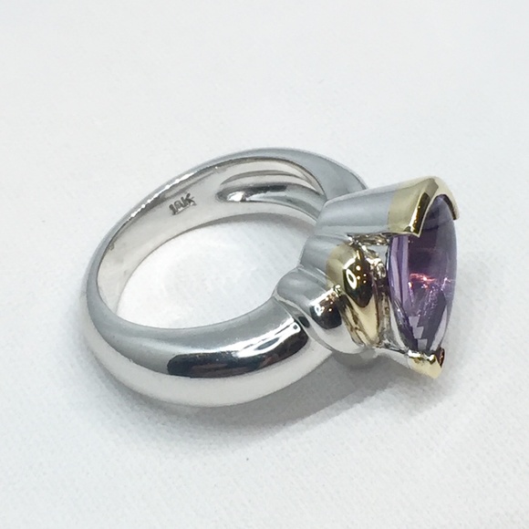 Sterling Silver & 18k Amethyst Ring - Picture 3 of 5